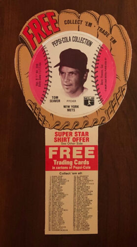 1977 Pepsi-Cola Collection Disc with Glove #67 Tom Seaver New York Mets Pink