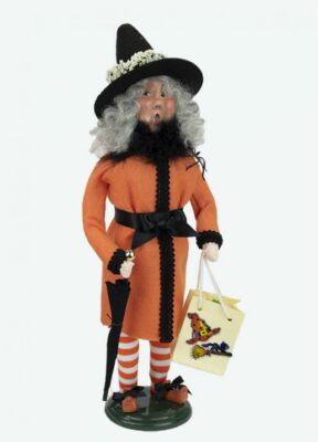 2021 Byers Choice Mid Year Release Witch w/Brolly Holding Holly & Umbrella Cute!