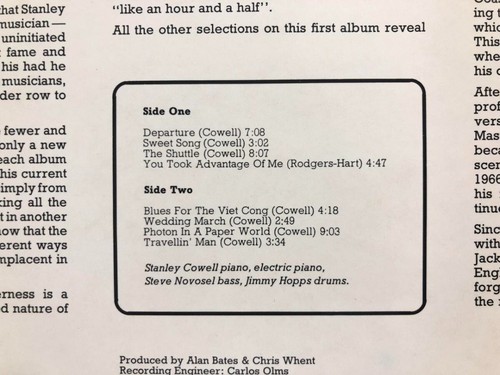 Vinyl LP Record: Stanley Cowell - Blues For The Viet Cong - Picture 6 of 6