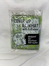 Vintage 'Diane' Green Daisy Cover-Up Floral Rain Hat w/Full Visor Hair Style NOS