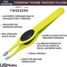 Eyebrow Tweezer Slant Tip Thumb Grip Eyebrow Facial Nose Eyebrow Beauty Tweezer