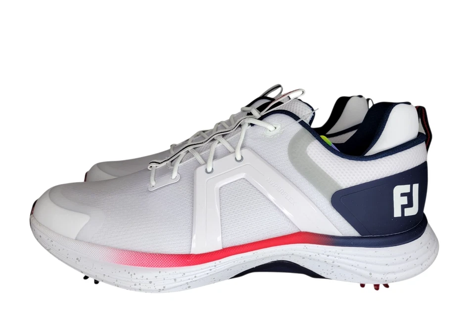 НОВЫЕ водонепроницаемые мужские туфли для гольфа FootJoy Hyperflex белые / красные / темно-синие размер 10 M - Изображение 3 из 4
