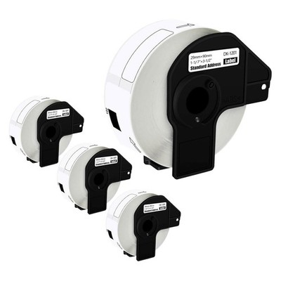 4Rolls 29mmx90mm Permanent Frame DK-1201 for Brother QL Address Label Printer