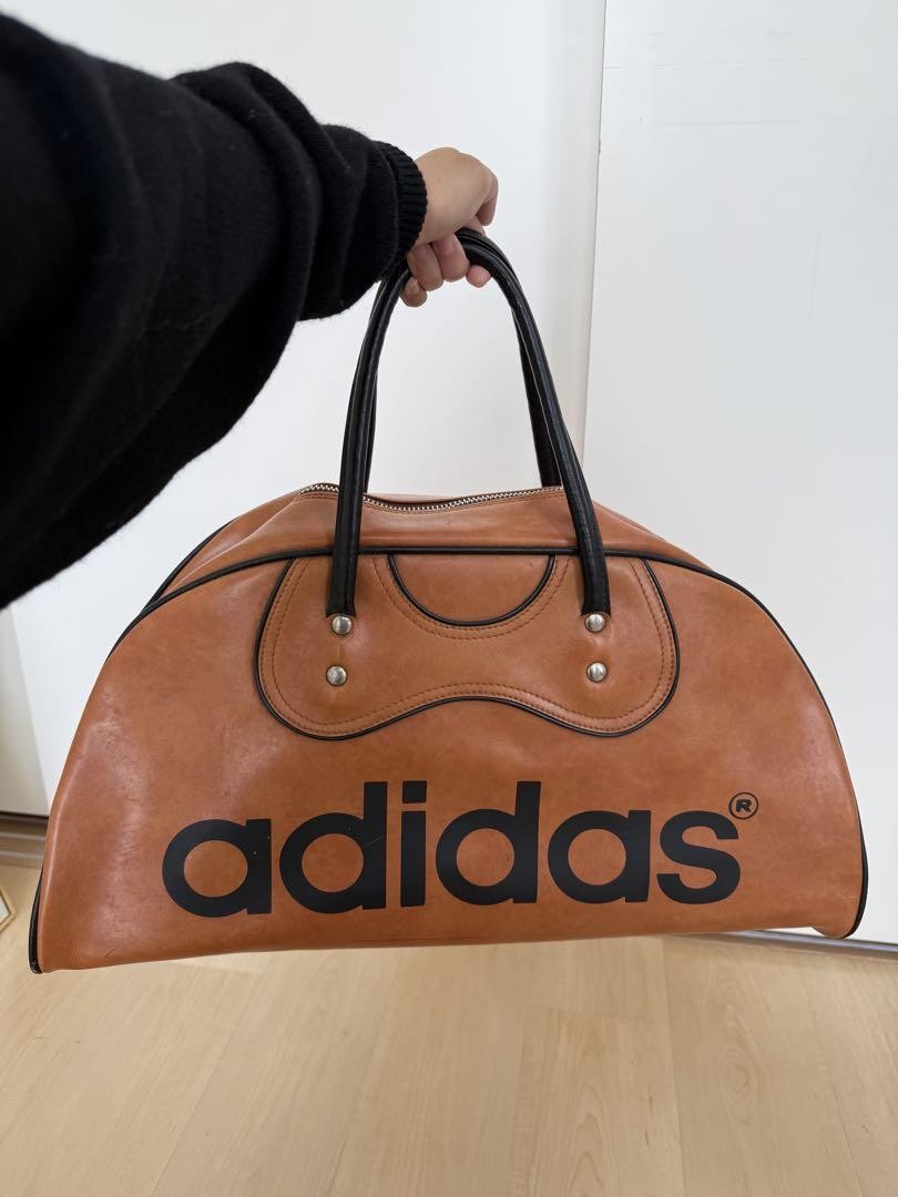 バッグ Y2K 80s adidas vintage Bostonbag grunge Adidas Vintage Boston Bag Y2K Brown Vhtf Leather Style Men