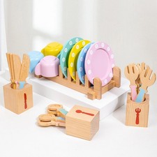 Play Kitchen Accessories Pretend Cooking Realistic Educational Tool Plates and