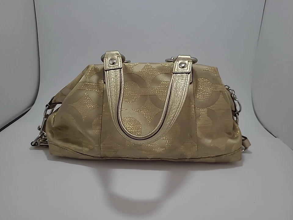 Bolso de mano COACH Poppy OP Art #15863 dorado satén lúrex hecho en 2001 Foto 4 de 4
