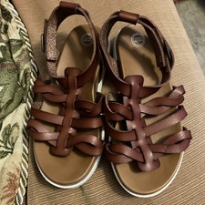 Wonder Nation Gladiator Brown Sandals kids leather upper buckles Shoe Size 11