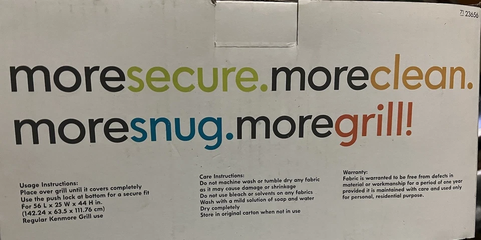 Cubierta de parrilla Kenmore se adapta a parrillas de hasta 56 pulgadas. x 25 in. x 44 in. funda negra NOS Foto 3 de 4