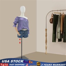 Adult Female Dress Form White Linen Mannequin with Black Base Adjustable Height