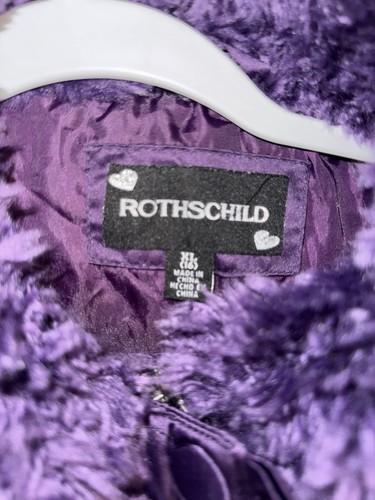 Rothschild Winter Coat Girls XL Purple Satin Faux Fur Peplum Puffer Ruffle CE - Picture 4 of 9