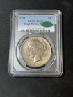1921 PCGS AU53 CAC High Relief Peace Dollar $1- Very Original Coin