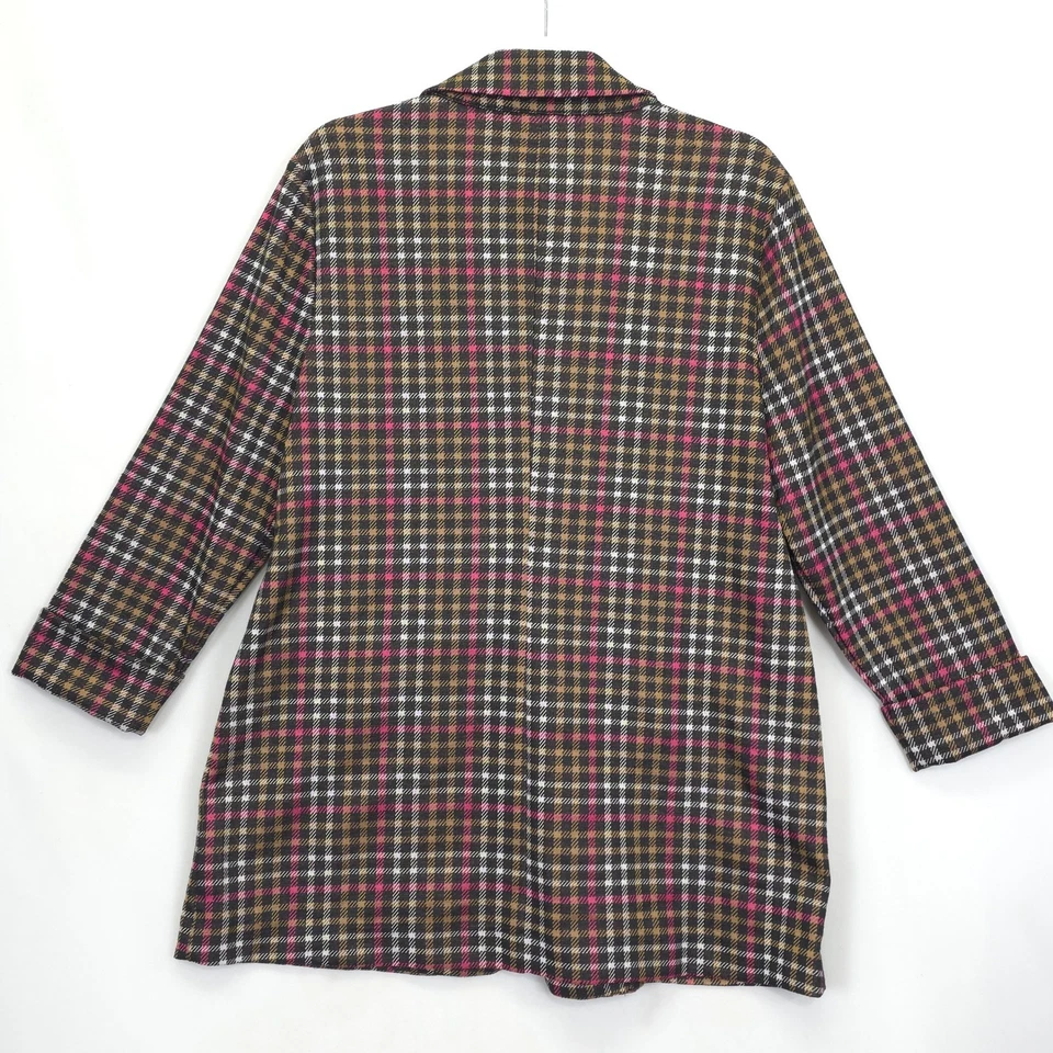 Cato клетку Blazer женщин L коричневый розовый одна кнопка длинным рукавом Куртка Пальто Academia - Изображение 3 из 4