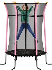 Image of 5.4FT Kids Trampoline Safety Enclosure Springless Indoor Pink