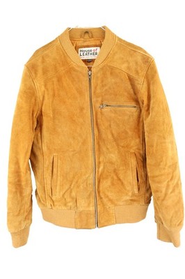 HOUSE OF LEATHER braune Leder Bomberjacke Gr.S Herren Full Zip Freizeit 022439