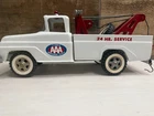 Vintage 1960s Tonka AA 24 Hour Service White Wrecker Truck Pressed Steel #1311