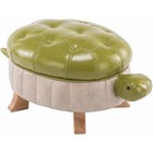 Turtle Sofa Stool, PU Leather Upholstered Wood Ottoman Foot Stool-Green