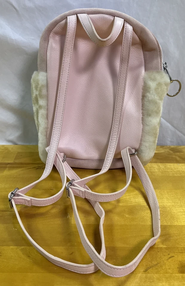 UGG Dannie II Leather &Sheepskin Trim Backpack In Rare Pink & Leopard Print GC - Image 2 of 4