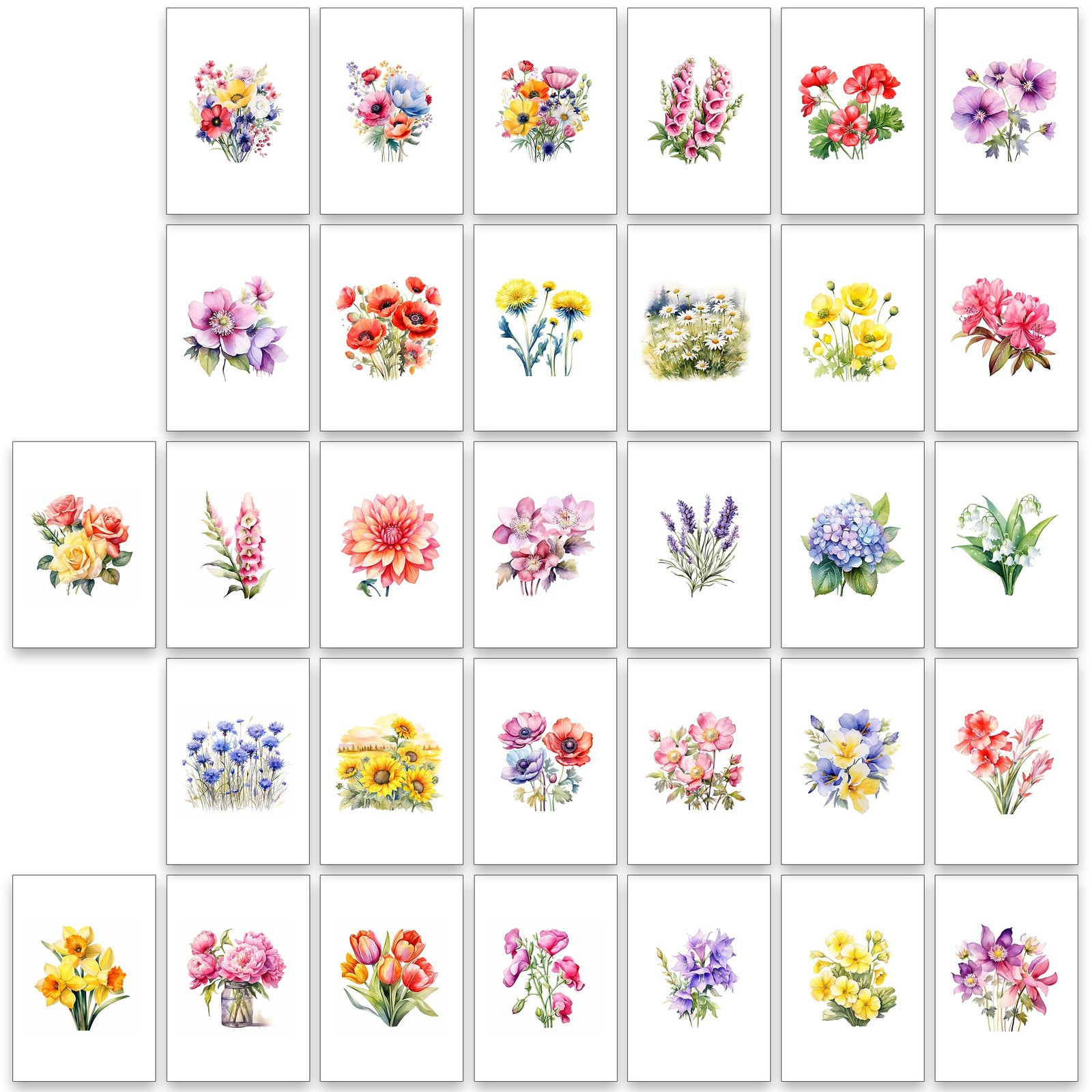Cartes de vœux vierges aquarelle motif britannique lot de 32 pièces