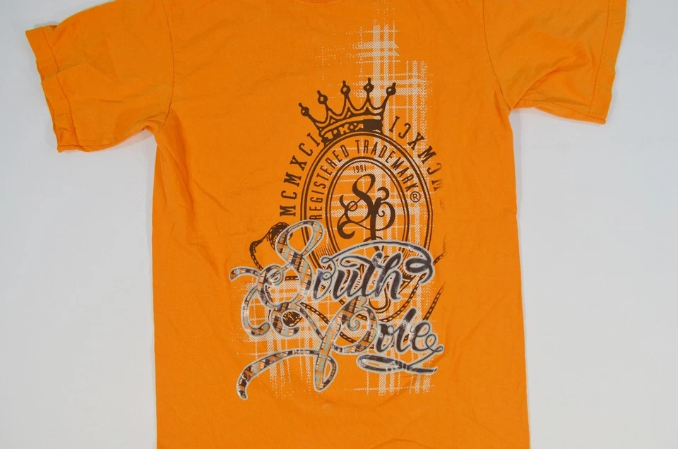 Y2K South Pole Crown Plaid Logo 100% Cotton Orange Shirt Kids Boys 16-18 Large - Image 2 of 4