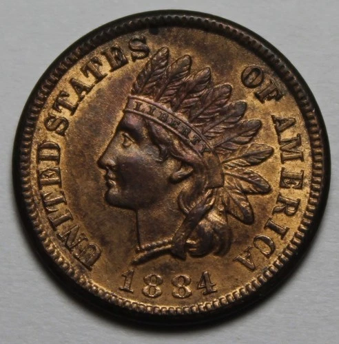 1884 Indian Head Cent RED BU MS