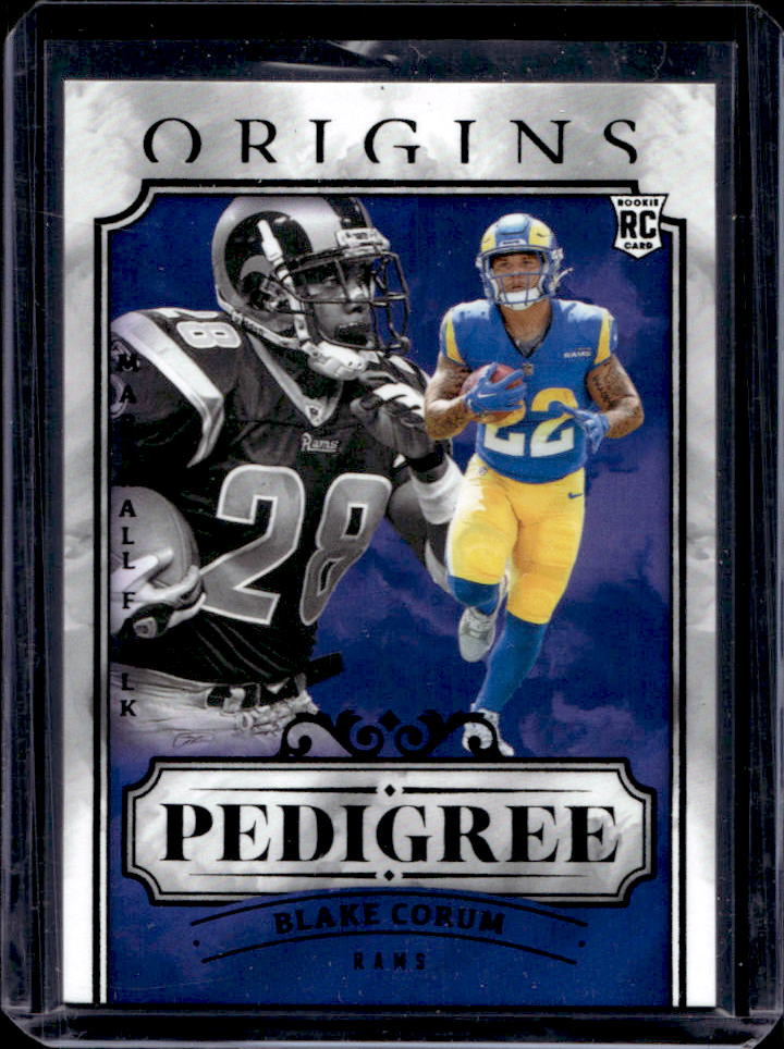 2024 Origins Blake Corum Marshall Faulk Pedigree Rookie RC #19 Rams