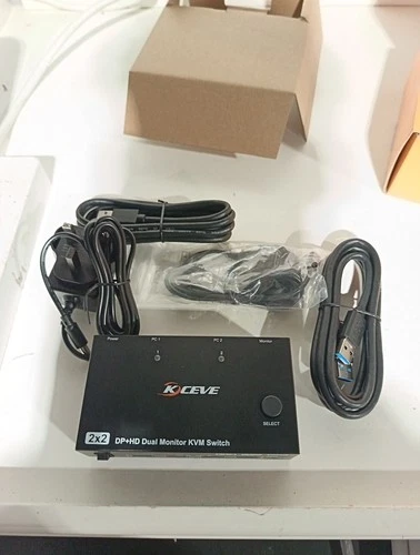 4K@144Hz KVM Switch 2 Monitors 2 Computers 8K@60Hz, MLEEDA HDMI and Displayport