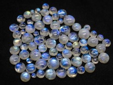 Natural Rainbow Moonstone Round Cabochon Loose Gemstone For Jewelry Making