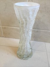 Ingrid Glashutte vaso vintage vetro corteccia cassa bianca 30 cm MCM in ottime condizioni