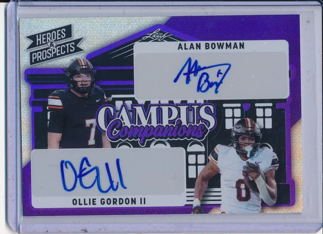 2024 Leaf Heroes Prospects Ollie Gordon Alan Bowman Companions Dual Auto /10-DH