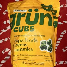 Gruns Cubs Superfoods Greens Gummies For Kids 28 Packs, 168 Gummies