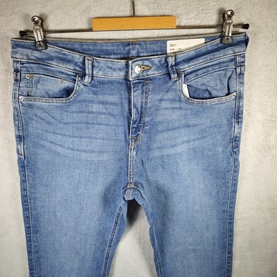 Esprit Jeans Damen Hose Gr. W29/L34 Blau Slim Fit Gerade Beim Baumwolle elasthan