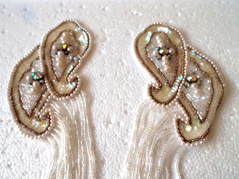 ***APLIQUES DE PERLAS DE CRISTAL CON CUENTAS DE COLECCIÓN (2) ¡Flecos con cuentas!! Foto 2 de 4