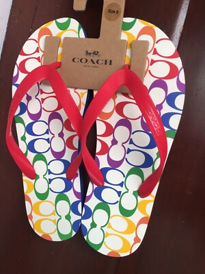 COACH RAINBOW PRIDE FLIP FLOP G3434-SIZE 9-RAINBOW