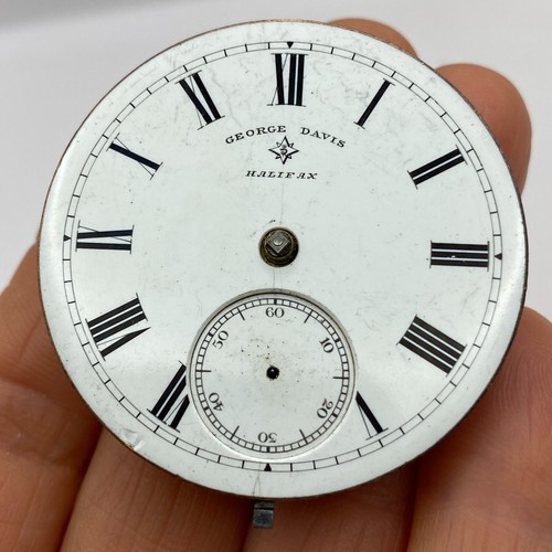 44mm Running Antique George Davis Halifax Key Wound Pocket Watch Movement PARTS - Picture 2 of 19