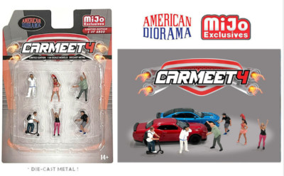 1/64 American Diorama Figures Car Meet 4 6 Pieces Set Diecast Model AD-76507
