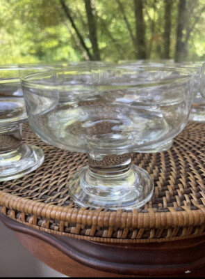 Vintage PASABAHCE ICEVILLE Clear Glass Ice Cream Bowls Turkey Set Of Eight