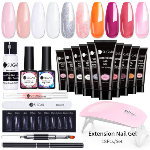 UR SUGAR Extension Gel Kits w/ 6W USB Lamp French Nail Tips DIY Tool Set - Picture 1 of 70