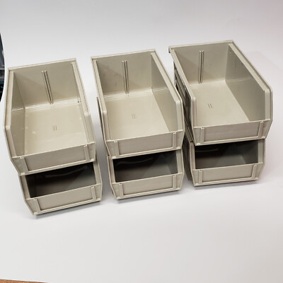 Akro-Mils 30220 Stone 6 pack Hang & Stack Storage Bin Plastic 4 1/8x3x7 3/8 tan