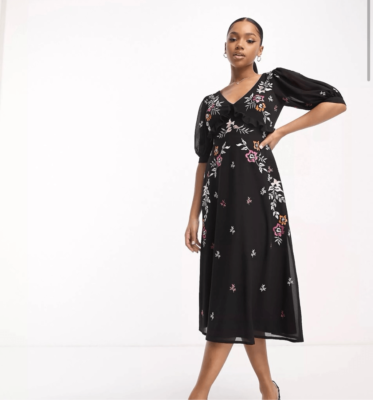 Maya Deluxe embroidered v neck midi dress Size US 12 | eBay Maya Deluxe embroidered v neck midi dress Size US 12 | eBay
