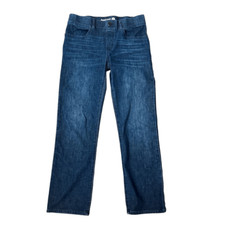 Betabrand Pull On Straight Leg Jeans Elastic Waist Dark Wash Medium S Petite