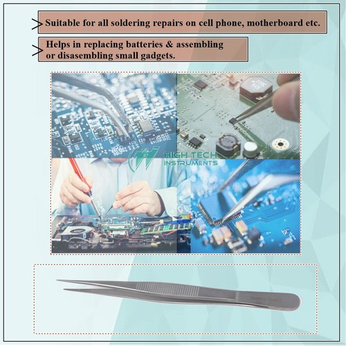 Precision Serrated Tweezers For Jewelry Making & Fixing 6" Stainless Steel - Picture 2 of 3