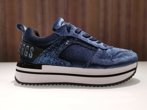 SCARPE BIKKEMBERGS DONNA B4BKW0059 LADENE LOW TOP LACE UP VEL BLU NAVI  ORIGINALE | eBay