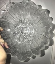 Lily Pons Clear by INDIANA GLASS Glass Bowl Flower Shaped 7” x 3