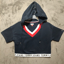 Tommy Hilfiger Sweatshirt Womens Large 12 14 Black TOMMY JEANS Hoodie Ladies