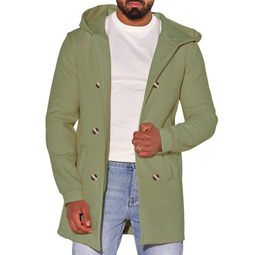 Gabardina Otoño/Invierno Con Capucha Doble Pecho Para Hombre Chaqueta Informal Prendas de abrigo Prenda para el torso - Imagen 7 de 30