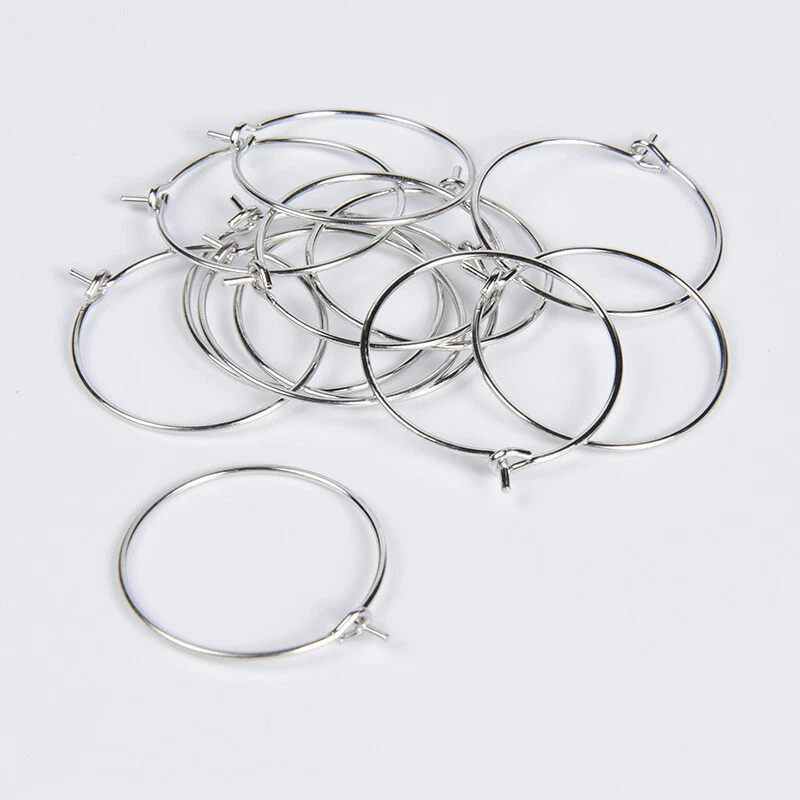 50x Hágalo Usted Mismo Fabricación de Joyas Dije Cuentas Aro Lazo Pendiente Alambre de Oreja Círculo Grande 25 mm Foto 4 de 4