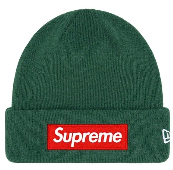 Supreme New Era Box Logo Beanie Green Dark Pine Red Box Logo In