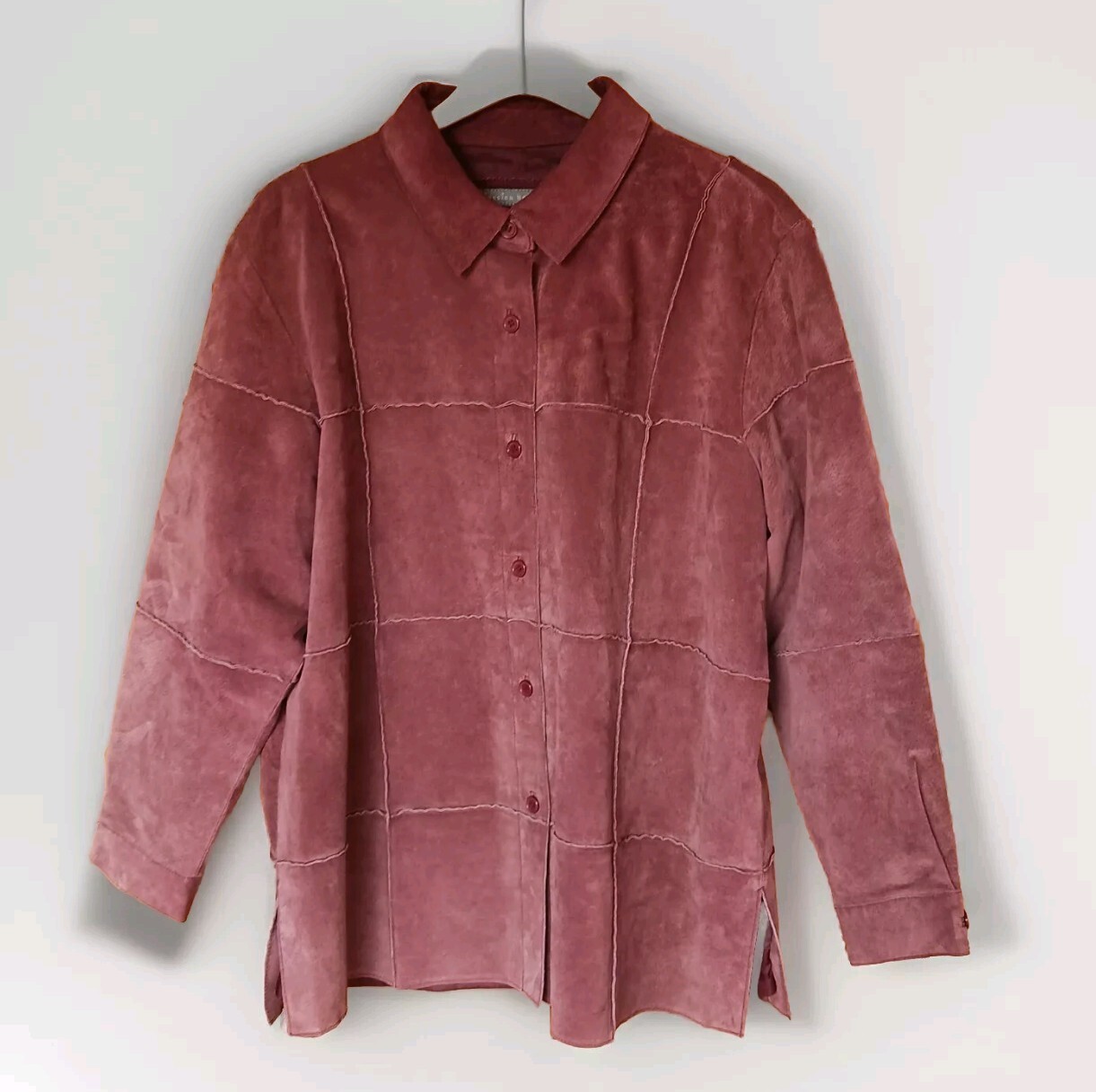 Jessica Holbrook Pink Suede Jacket Women Sz 1X Button Down EX Condition Leather