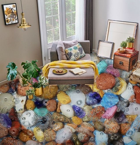 3D Colored Stones 30RAIN37 Floor WallPaper Murals Wall Print Decal AJ Honey - Picture 3 of 6