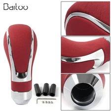 Universal Red Leather Automatic Car Shift Knob Manual Gear Stick Shifter Lever
